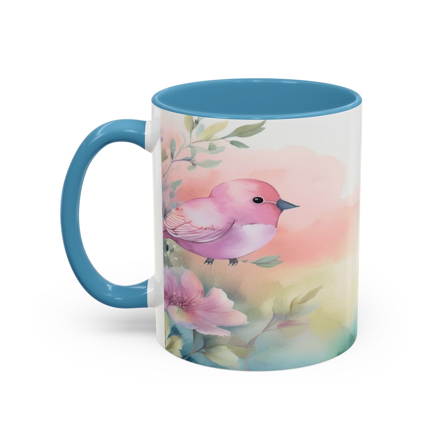 Pastel Bird Coffee Mug — Floral Accent Ceramic Mug (11/15 oz)