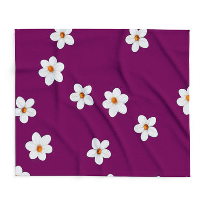 Plum Daisy Fleece Blanket – Cozy Floral Throw for Home & Gifts