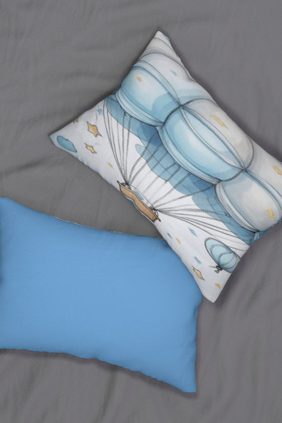Hot Air Balloon Nursery Lumbar Pillow — Blue Baby Decor by Grace Canvas Shop