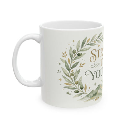Stronger Than You Know Ceramic Mug — Inspirational Mountain Quote (11oz & 15oz)
