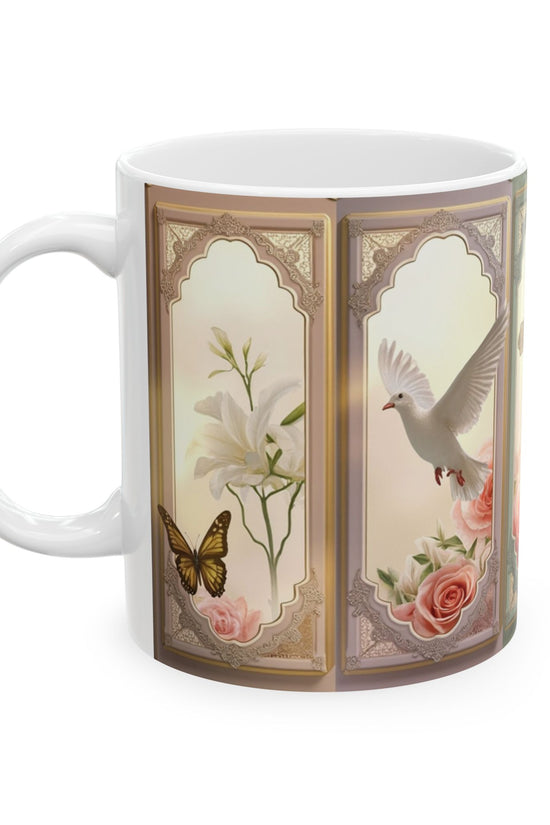 Church Windows Floral Cross Ceramic Mug by Grace Canvas.shop