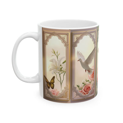 Church Windows Floral Cross Ceramic Mug