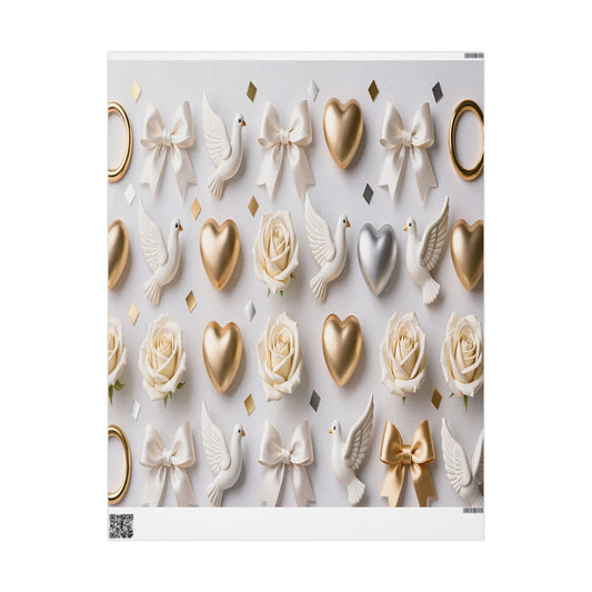 Elegant Gold & Cream Hearts Wrapping Paper Roll