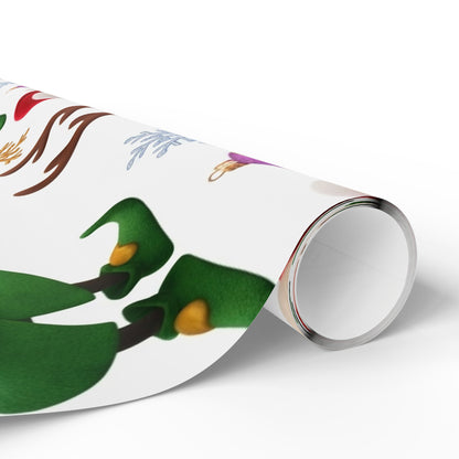 Christmas Elf Wrapping Paper Roll — Cute Holiday Gift Wrap with Elves & Trees