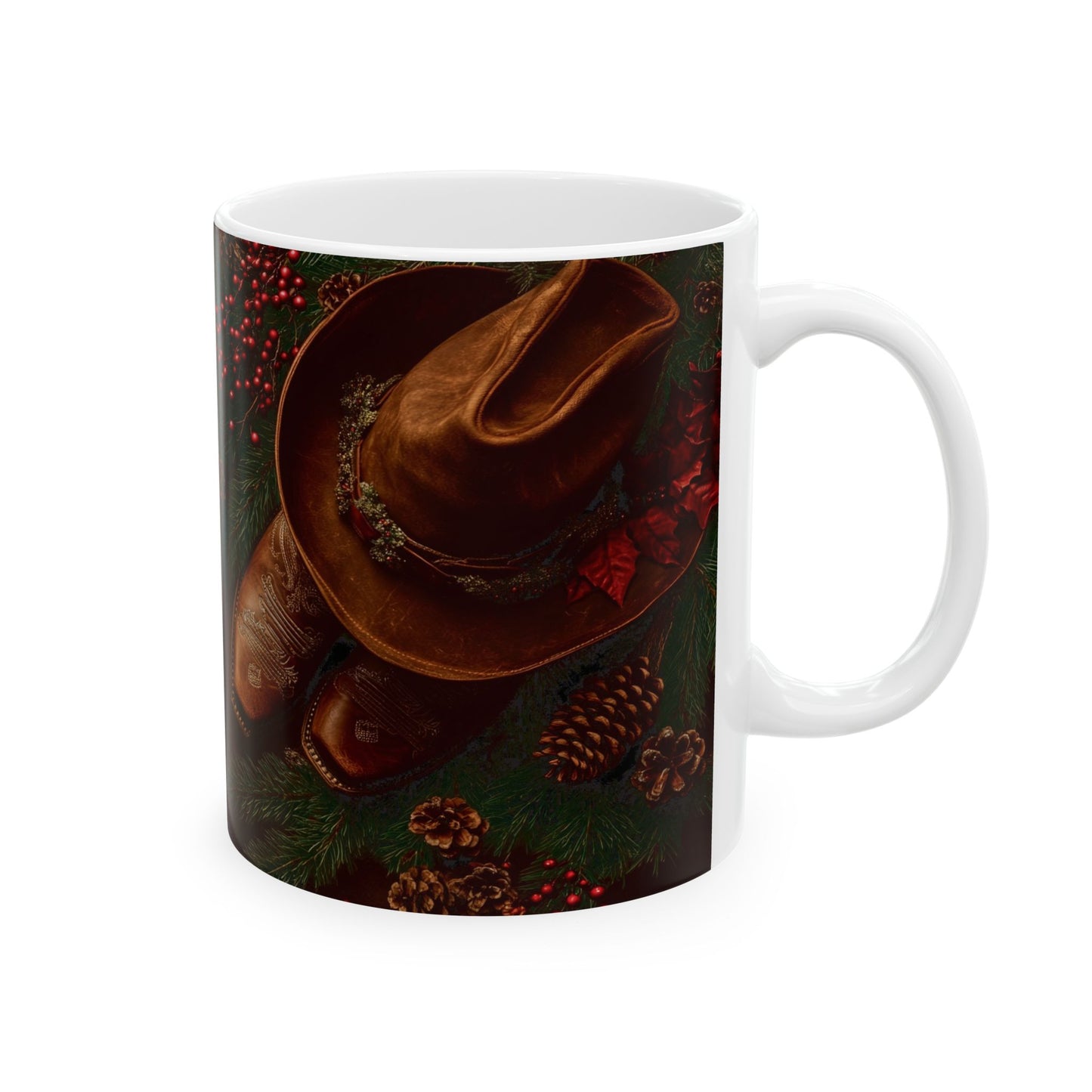 Western Mug — Rustic Holiday Ceramic Coffee Cup (11oz/15oz)