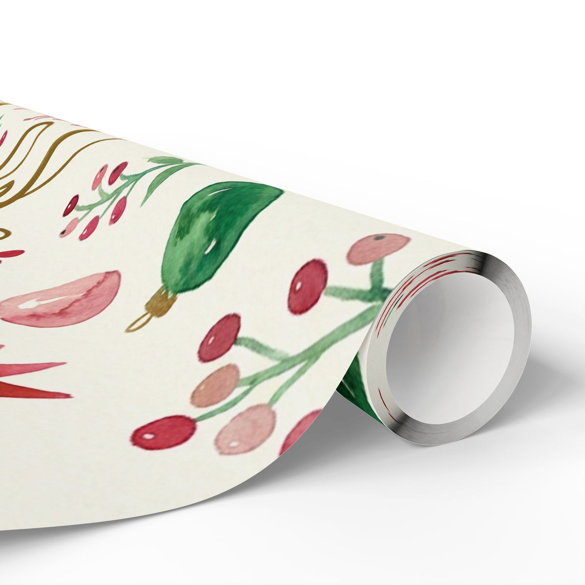 Joy to the World Christmas Wrapping Paper — Festive Watercolor Ornaments & Pine