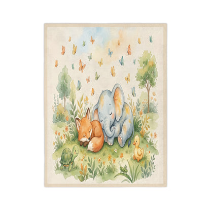 Watercolor Forest Friends Velveteen Microfiber Throw