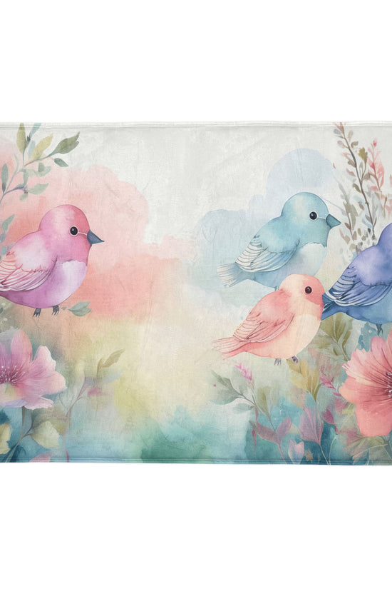 Pastel Bird Floral Blanket - Soft Polyester Throw by Grace Canvas Shop