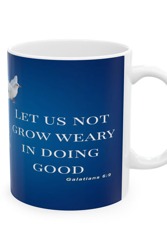 Blue Cross Faith-Inspired Ceramic Mug by Grace Canvas.shop