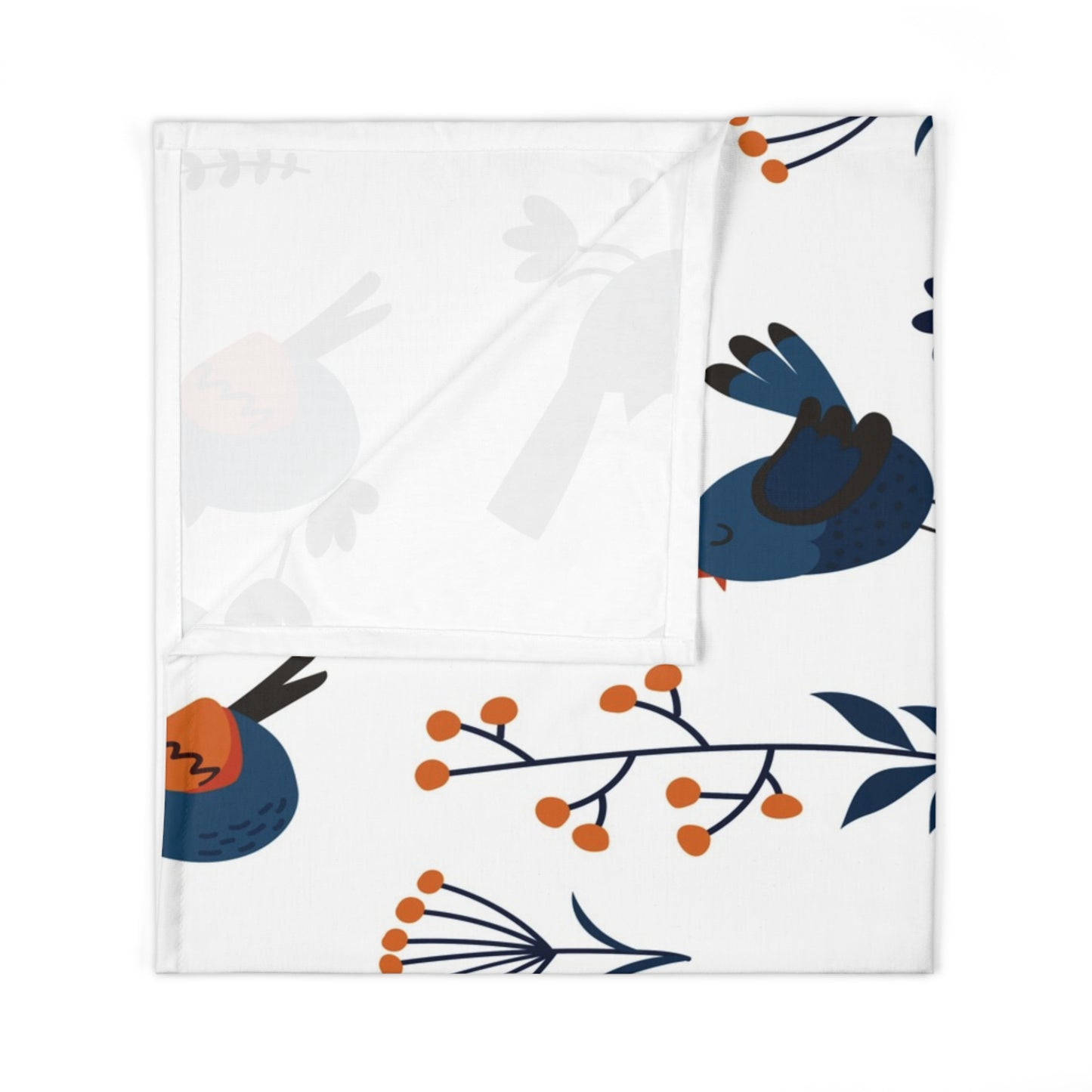 Birds & Blooms Baby Swaddle Blanket — Soft Floral Blue Nursery Wrap