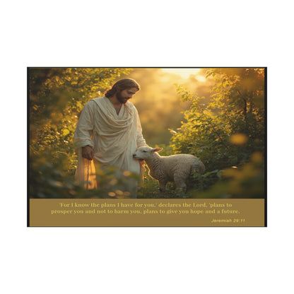 Jesus and the Lamb Jeremiah 29:11 Matte Canvas Print by Grace Canvas