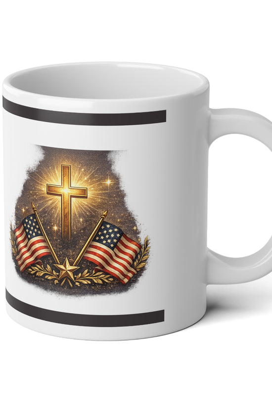 20oz Patriotic Cross & American Flag Jumbo Mug by Grace Canvas Shop