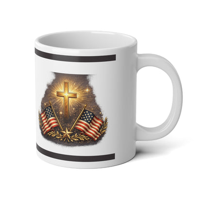 20oz Patriotic Cross & American Flag Jumbo Mug