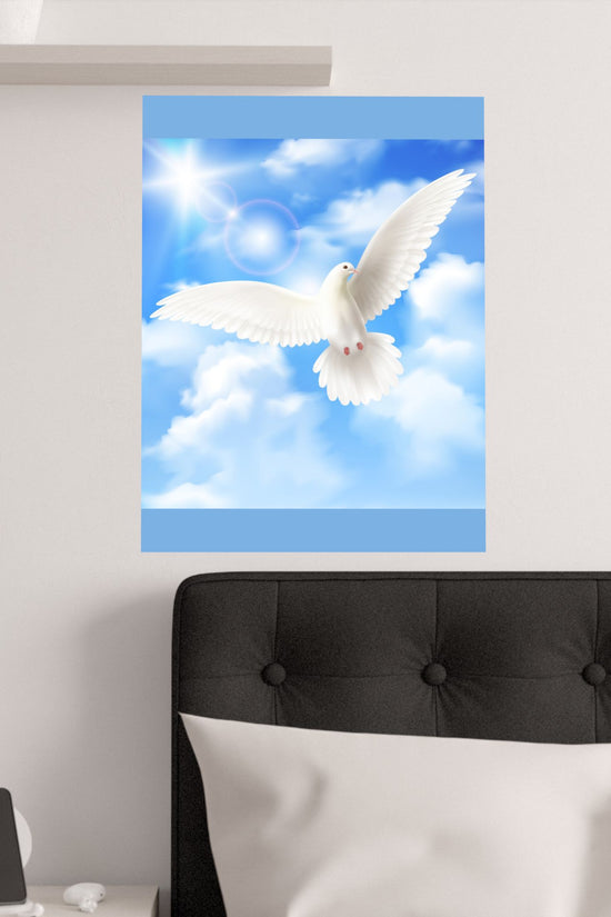 Blue Sky Satin Poster – Inspirational Peace Wall Art by Grace Canvas Shop