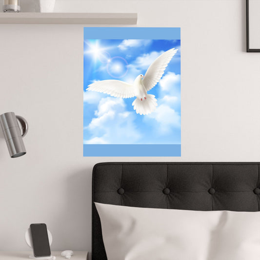 Blue Sky Satin Poster – Inspirational Peace Wall Art by Grace Canvas Shop