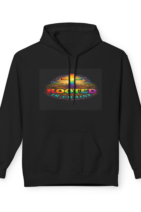 Rooted in Christ Hoodie —Unisex Christian Cross Faith Sweatshirt by Grace Canvas.shop