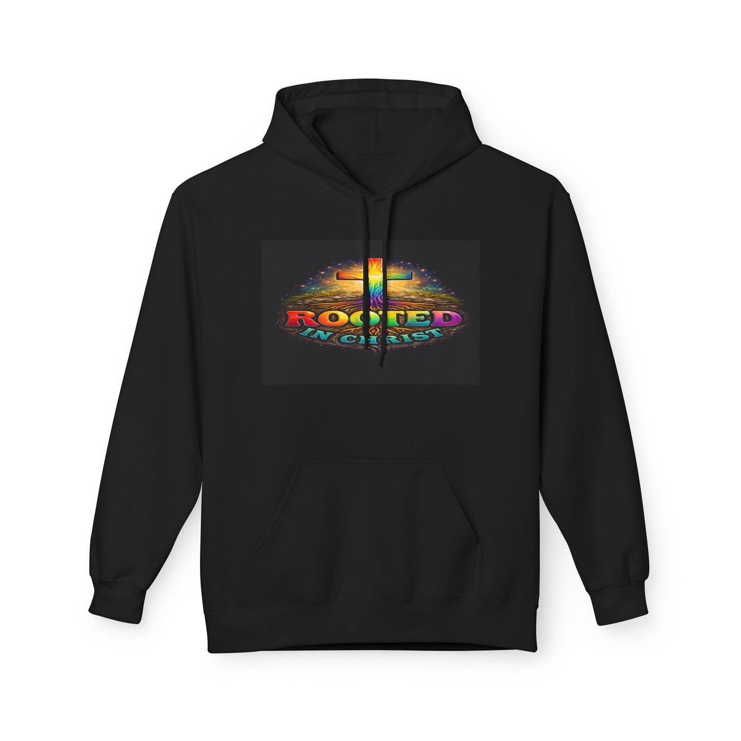 Rooted in Christ Hoodie —Unisex Christian Cross Faith Sweatshirt