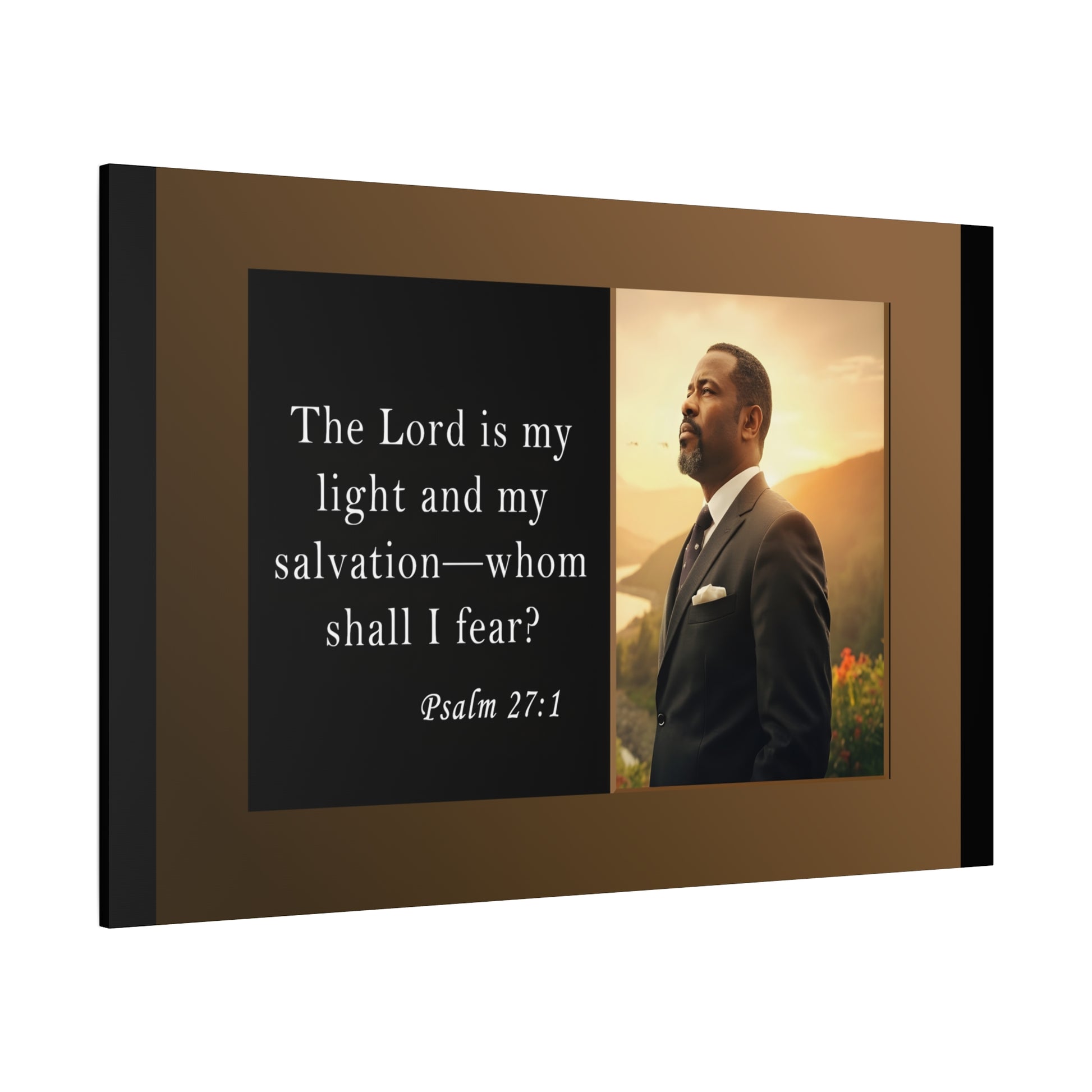 Psalm 27:1 Men's Inspirational Canvas Wall Print by Grace Canvas