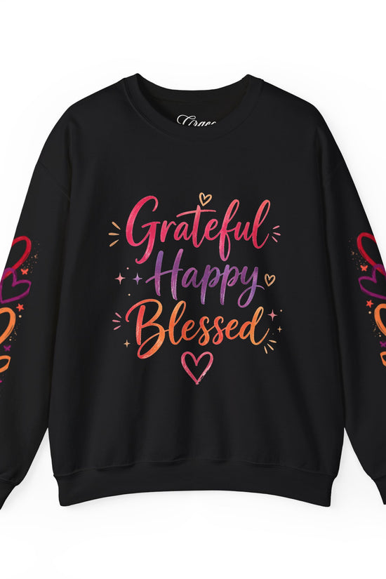 Grateful Happy Blessed Crewneck Sweatshirt