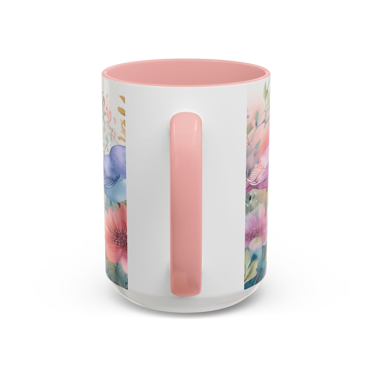 Pastel Bird Coffee Mug — Floral Accent Ceramic Mug (11/15 oz)