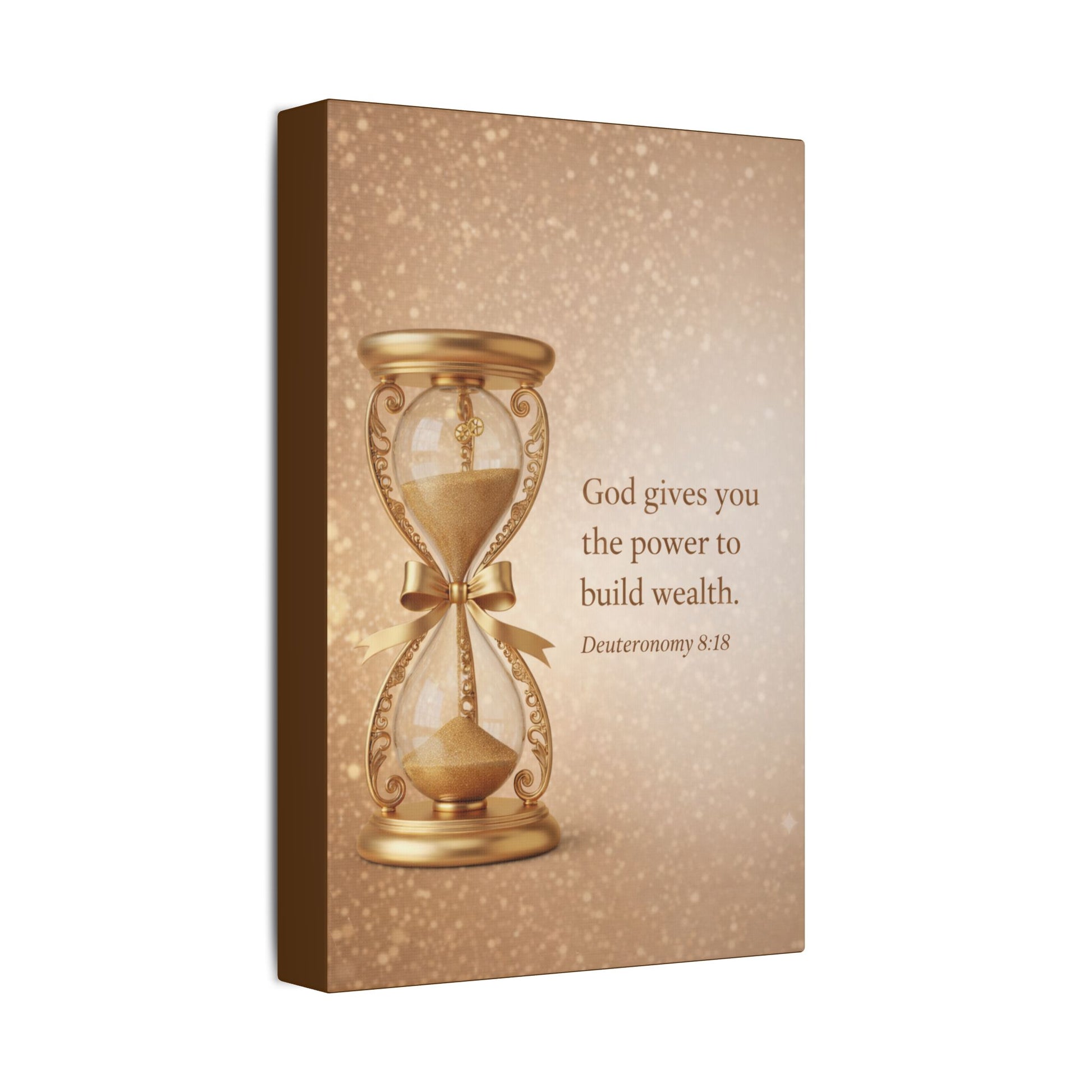 Inspirational Hourglass Deuteronomy 8:18 Art Print by Grace Canvas Shop