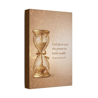 Inspirational Hourglass Deuteronomy 8:18 Art Print by Grace Canvas Shop