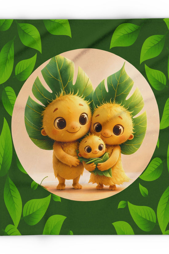 Leaf Family Fleece Blanket — Cute Forest Creature Plush Throw for Kids & Nursery by Grace Canvas Shop