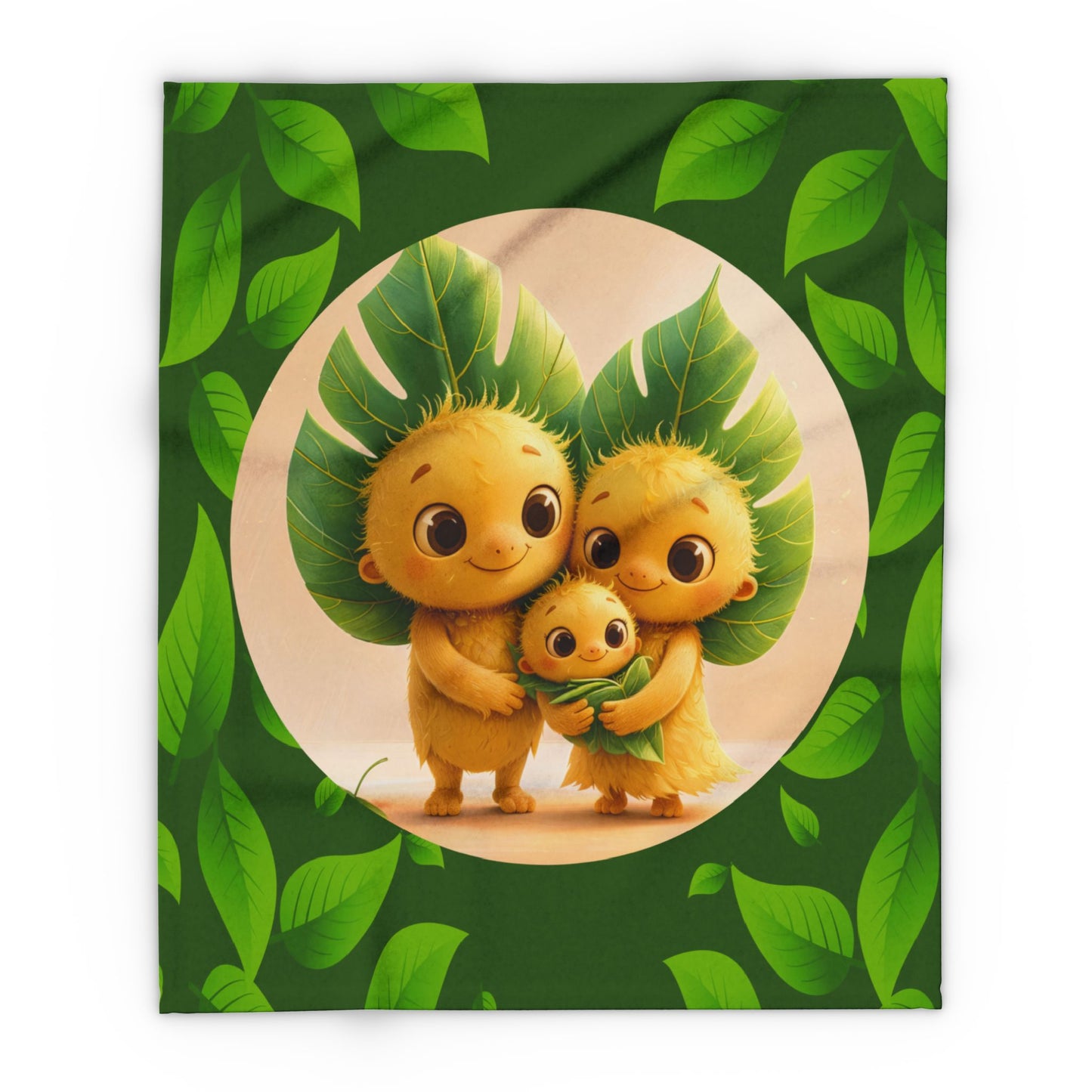 Leaf Family Fleece Blanket — Cute Forest Creature Plush Throw for Kids & Nursery by Grace Canvas Shop