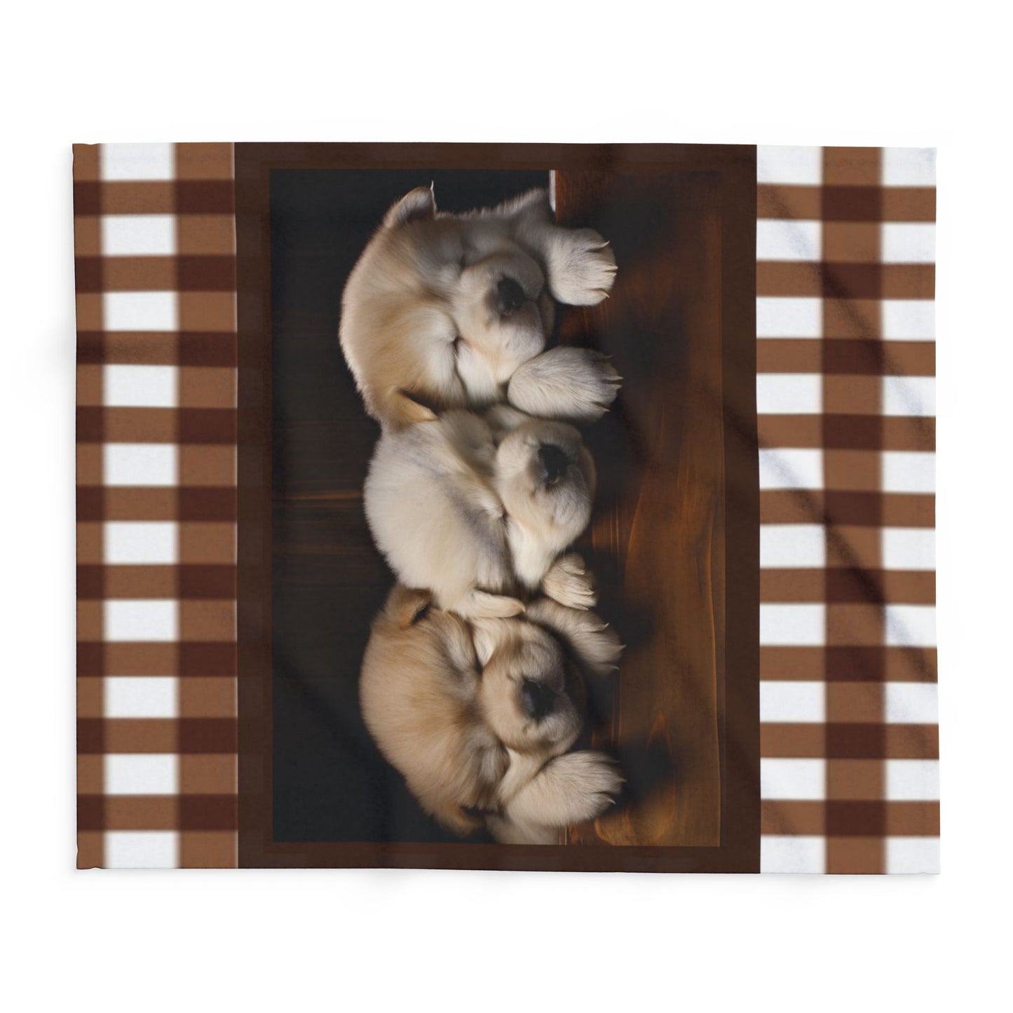 Cozy Puppy Plaid Fleece Blanket - Sleeping Husky Puppies Throw by Grace Canvas Shop