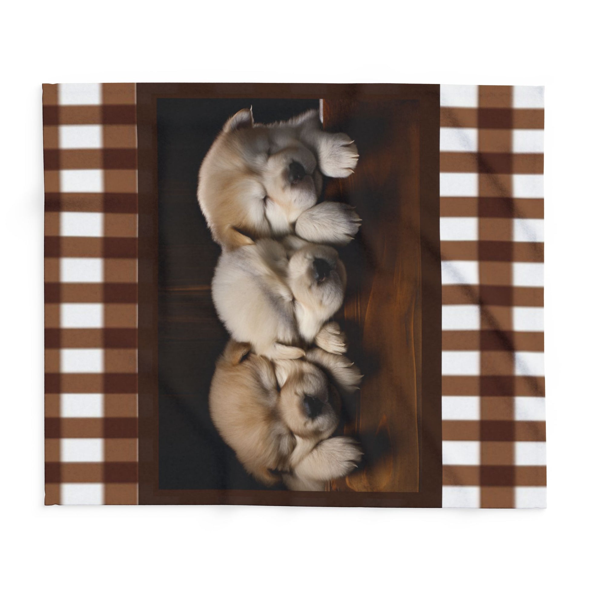 Cozy Puppy Plaid Fleece Blanket - Sleeping Husky Puppies Throw by Grace Canvas Shop