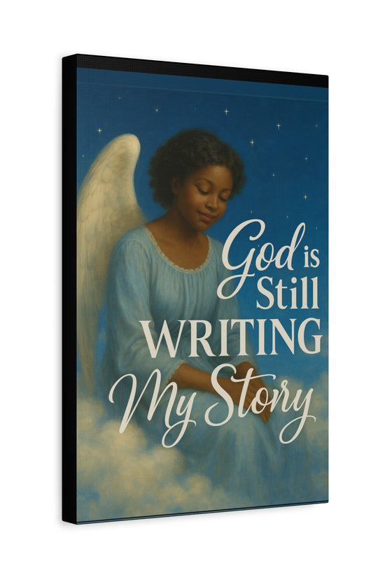 Still Writing My Story Inspirational Canvas Wall Print by Grace Canvas.shop