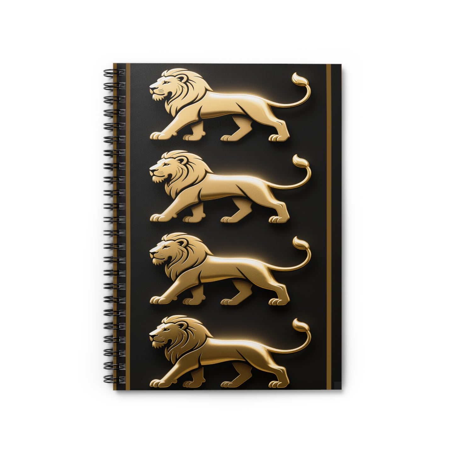 Leo Spiral Notebook — Elegant Black & Gold Journal (Ruled) by Grace Canvas Shop