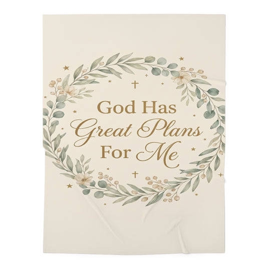 Baby Swaddle Blanket — "God Has Great Plans For Me" Floral Christian Swaddle