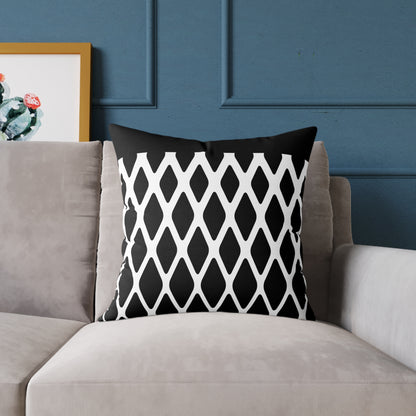 Geometric Black & White Throw Pillow — Modern Lattice Square Cushion
