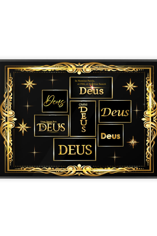 Deus Black & Gold Inspirational Framed Poster — Wooden Frame Wall Art