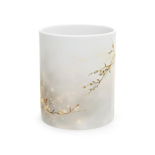 Winter Flowers Ceramic Mug Elegant Tea Coffee Cup