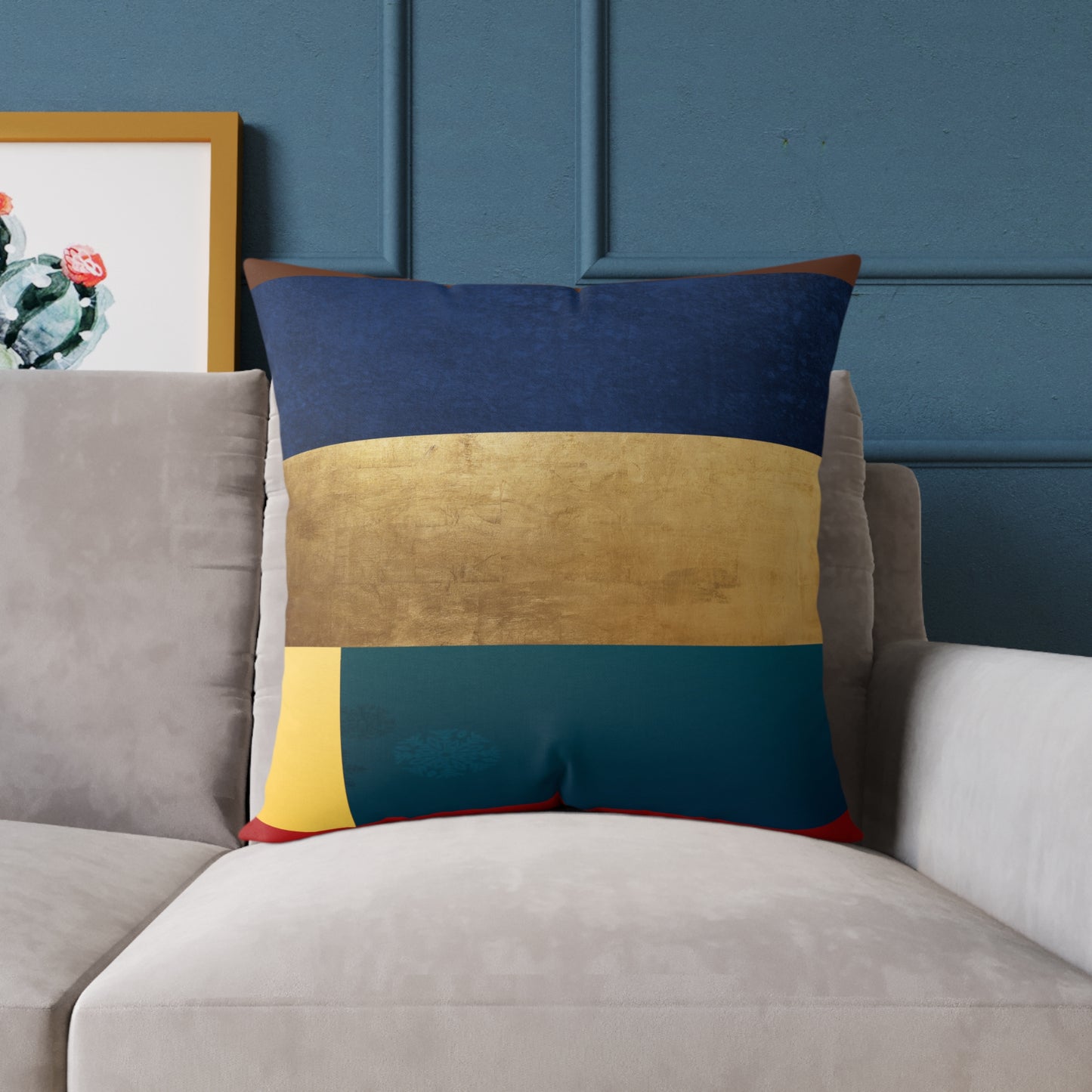 Abstract Color Block Square Pillow — Modern Geometric Decorative Throw Pillow by Grace Canvas Shop