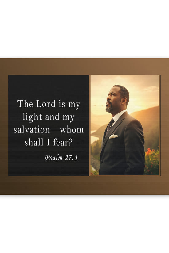 Psalm 27:1 Men's Inspirational Canvas Wall Print by Grace Canvas