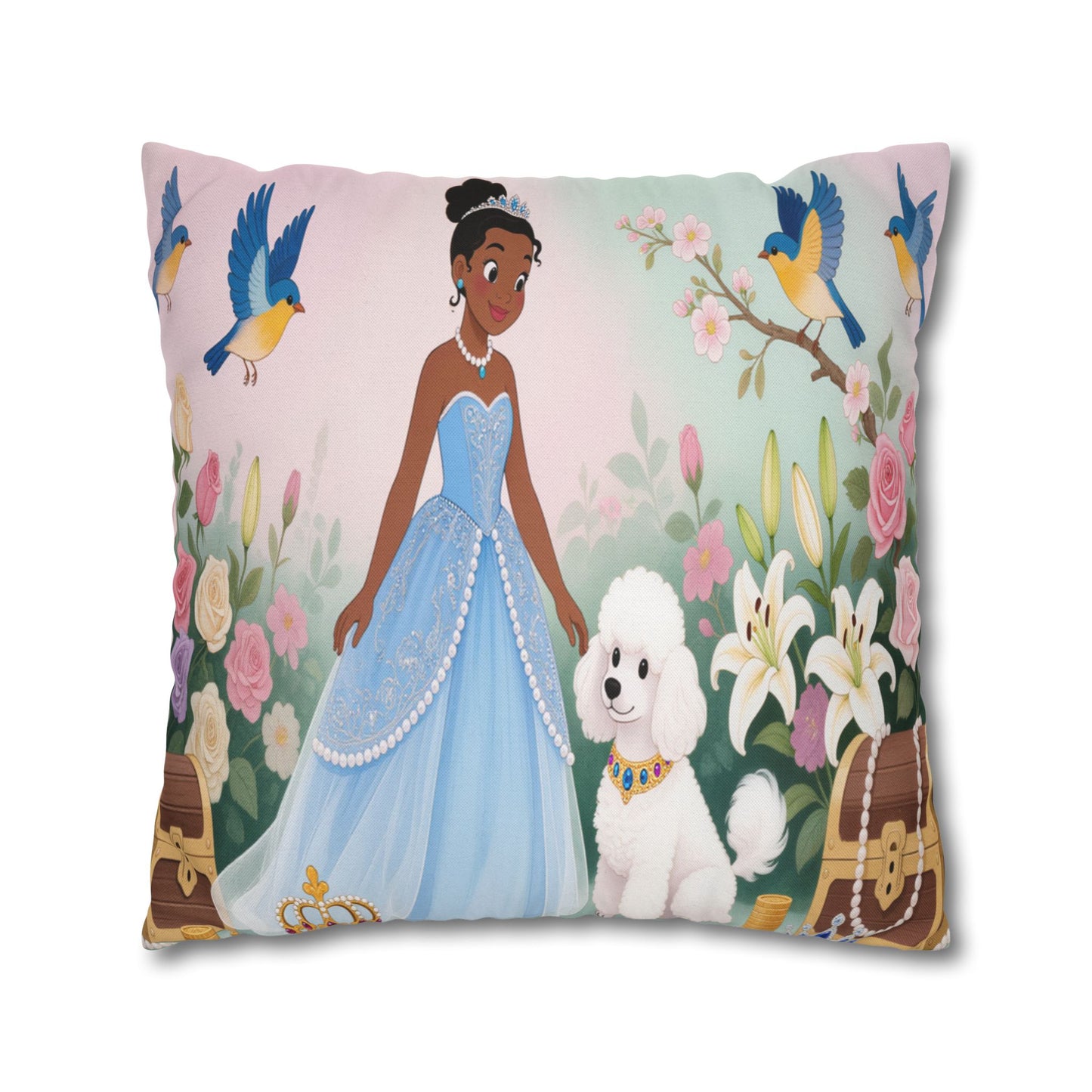 Princess & Poodle Spun Polyester Square Pillowcase
