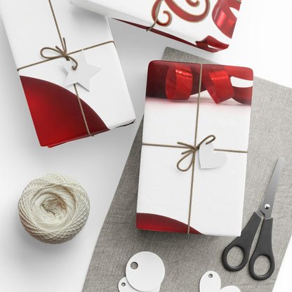 Christmas Ornament Wrapping Paper - "Merry Christmas" Red Bauble Gift Wrap