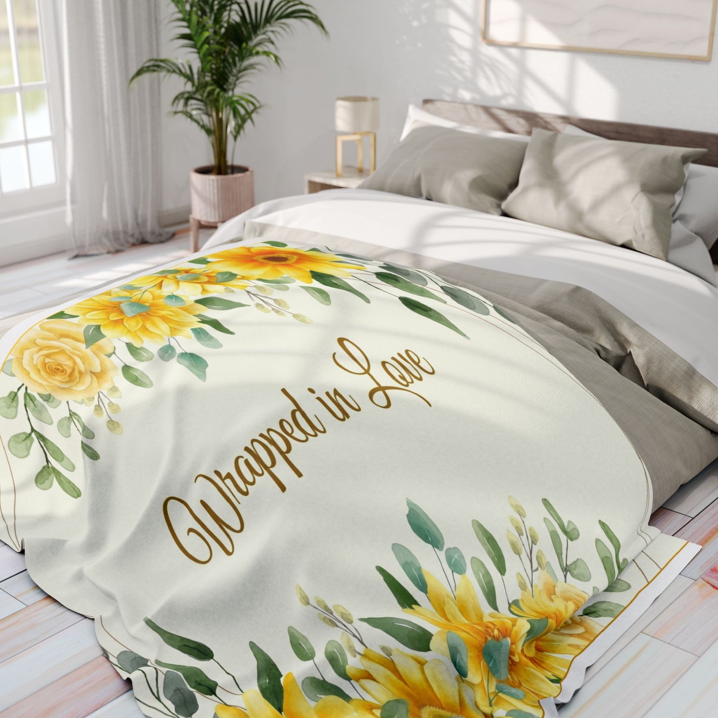 Wrapped in Love Floral Fleece Blanket — Sunflower Cozy Throw