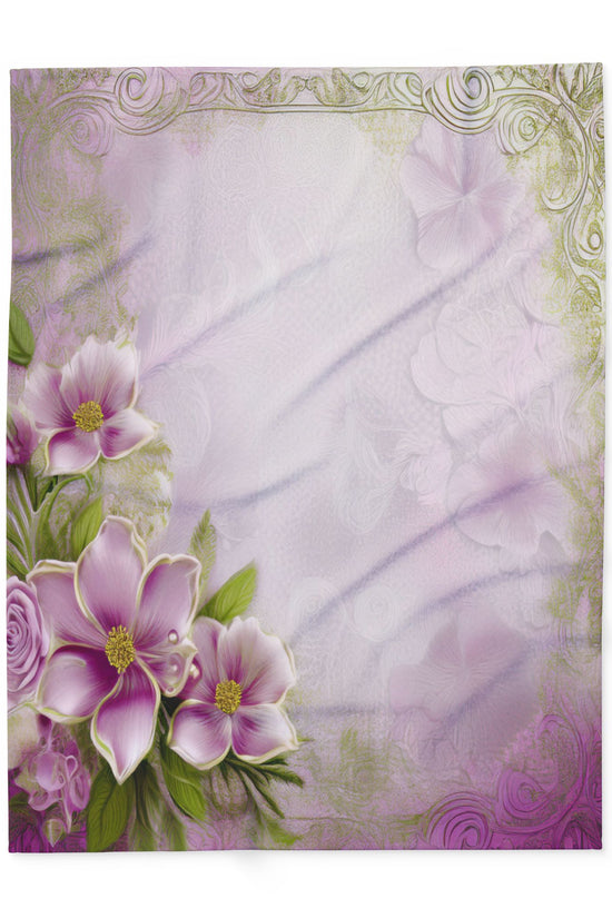 Floral Pink Vintage Fleece Blanket