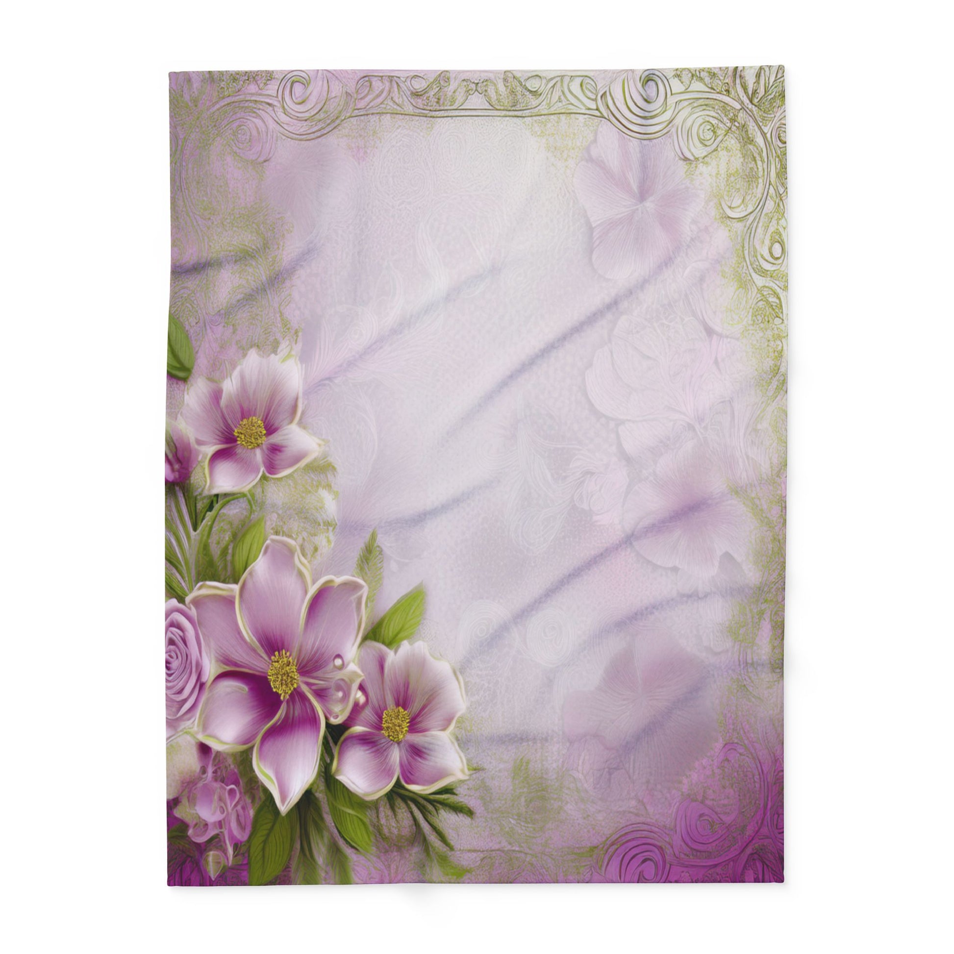 Floral Pink Vintage Fleece Blanket