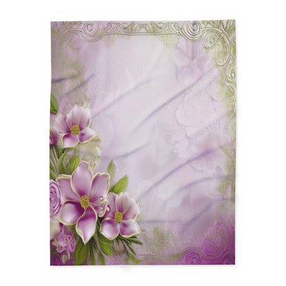 Floral Pink Vintage Fleece Blanket