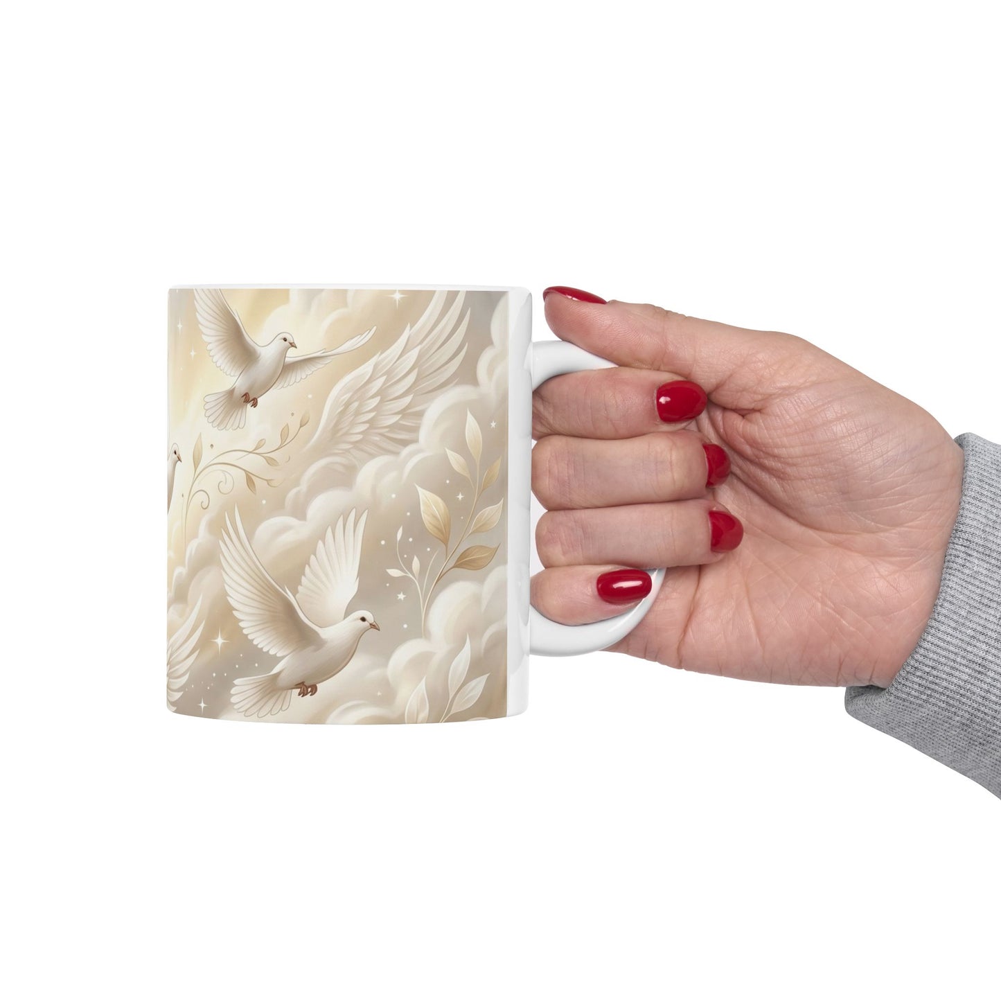 Doves White Ceramic Coffee Mug  (11oz & 15oz)