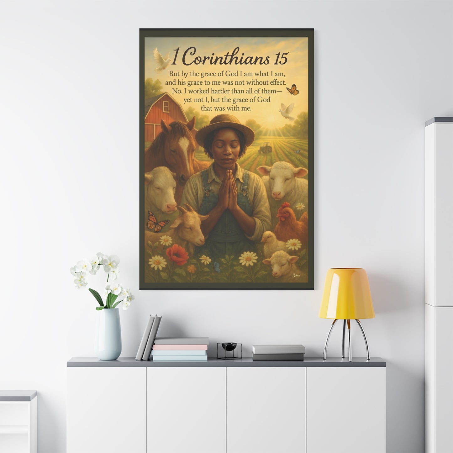 Farm Woman's Faith 1 Corinthians 15 Art Print by Grace Canvas.shop