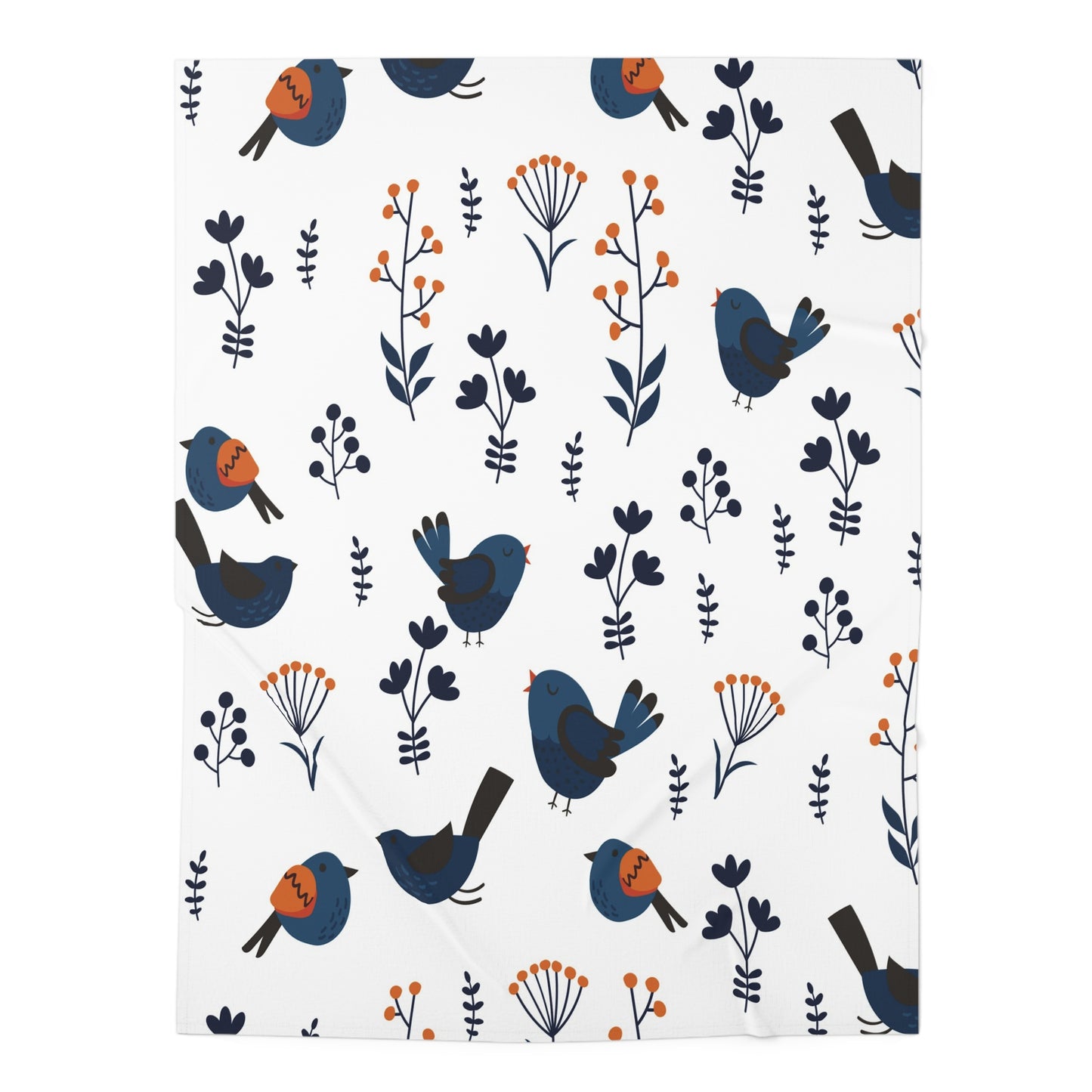 Birds & Blooms Baby Swaddle Blanket — Soft Floral Blue Nursery Wrap