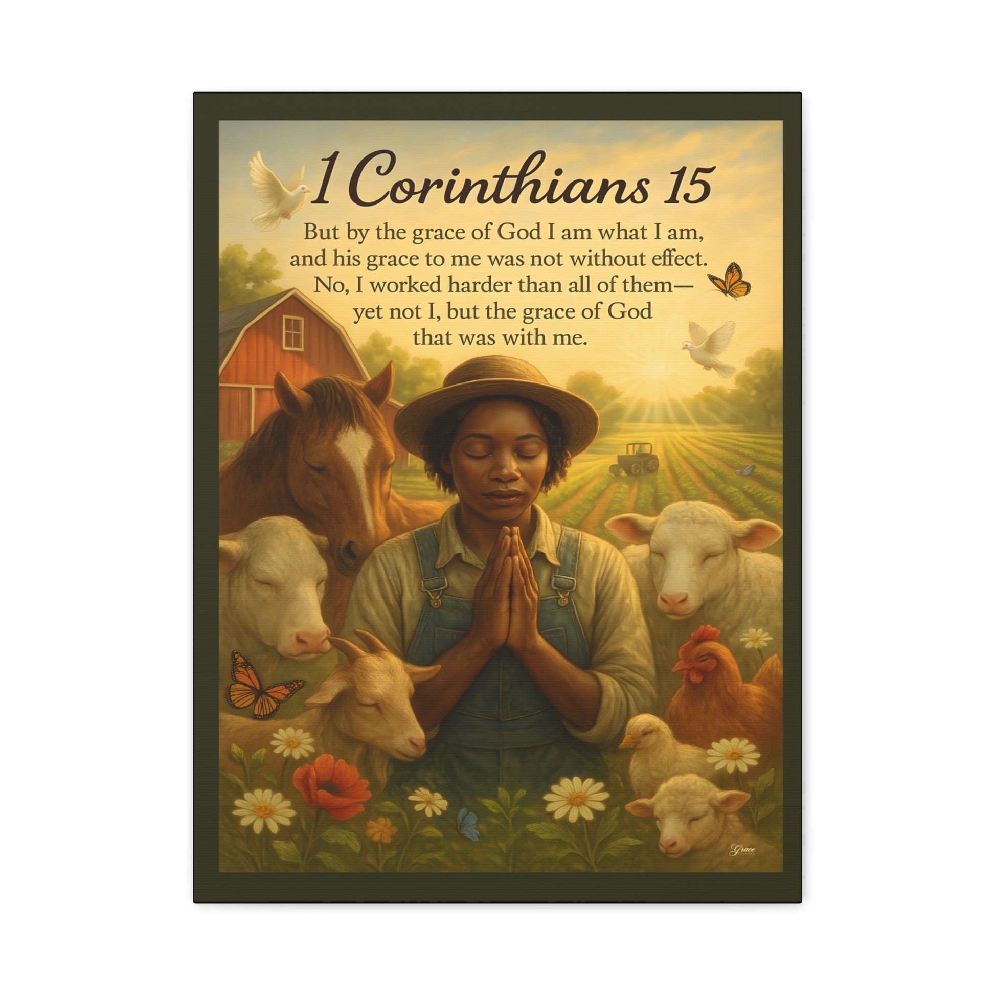 Farm Woman's Faith 1 Corinthians 15 Art Print by Grace Canvas.shop