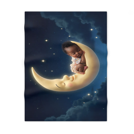 Baby Girl Moon Blanket -  Soft Fleece Nursery Throw for Newborns