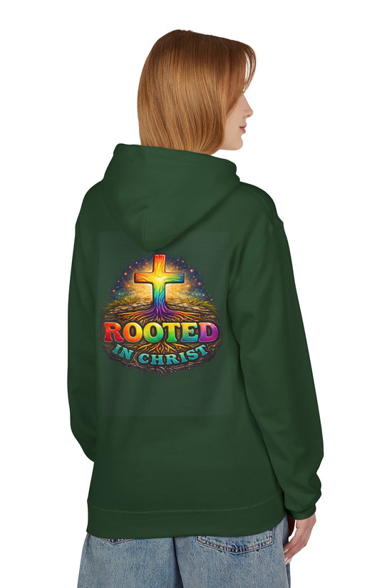Rooted in Christ Hoodie —Unisex Christian Cross Faith Sweatshirt by Grace Canvas.shop